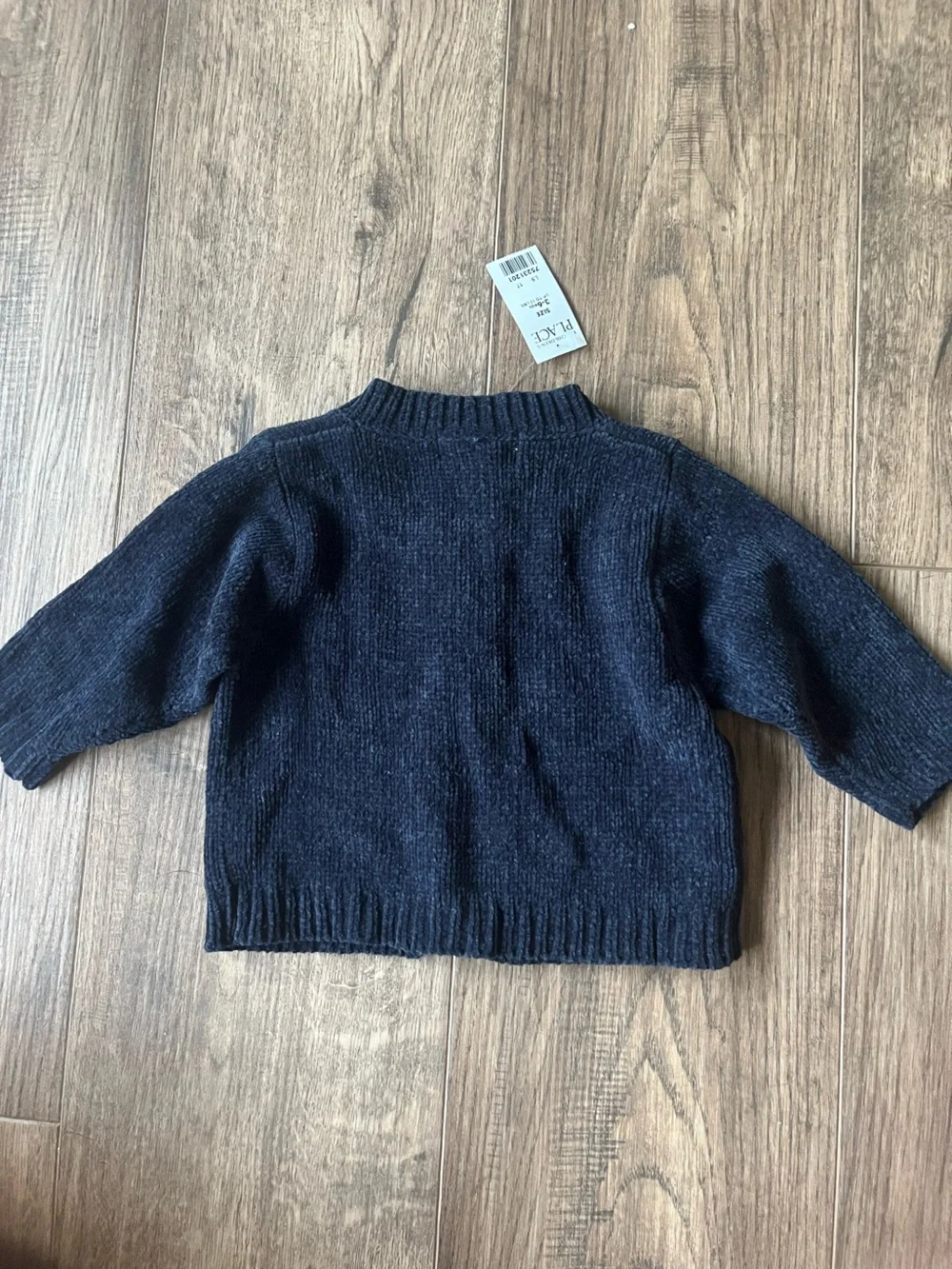 Winter Navy Baby Cardigan with Embroidered Ice Skating Bunny